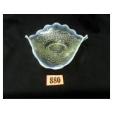 Vintage Bowl w/white edge; Patterned glass