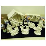 Ceramic Nativity Set; 21 Pieces; Handmade