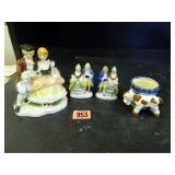 Victorian Couples Figurines; Donkey w/basket