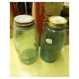 Canning Jars; 9-Blue Glass w/bales or zinc lids