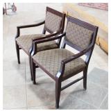 2 Wooden Padded Padded Red Wood Chairs