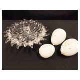 Candle Holder, Glass Eggs (3)