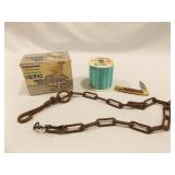 Fishing Reel, Line, Chain, Knife