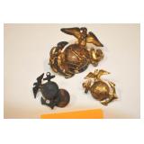 Military Eagle, Globe & Anchor Pin & 2 Lapel Pins