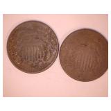 1868 & 1867 Two Cent Coins