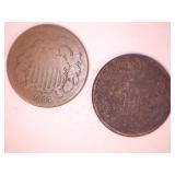 1865 Two Cent Coins (2)