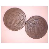 1864 Two Cent Coins (2)