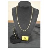 Gold Tone Rope Necklace/Bracelet Set