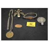 Finials (2), Bracelet, Stork Club Necklace