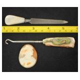 Vintage Boot Hook, Nail File, Cameo (no setting)