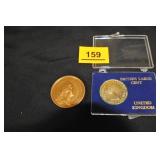 British Large Cent & Ludovicus XIIII Rex Medal