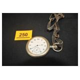 Elgin Pocket Watch, with leather chain