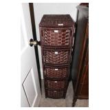 5 drawer wicker shelf with lined drawers