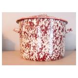 Red/White Enamel Stock Pot w/lid