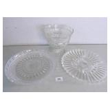 Glass Platters (2) 12" diam. Glass Pedastal Bowl