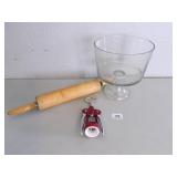 Trifle Bowl (glass) Wine opener; Rolling Pin