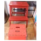 Kitchen stools; small folding plastic and fixed wo