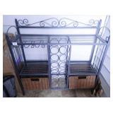 Metal wine rack with 2 baskets (glass storage)