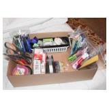 Office Supplies Scissors, tape, pens, paperclips
