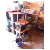 Bucket with Pruners, shovel, rake and tulip plante