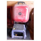 Charcoal Grill and plastic step stool