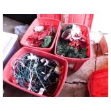 Christmas Décor Tubs (3) Extension cords, lights