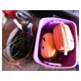 Bubble wands, tin bucket, Pumpkins