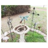 Birdbath and yard art