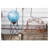 Gazing Ball w/ stand and metal stand