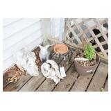 2 Angels, flying pig, plant stand