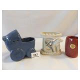 Kansas Pottery Pieces (2), Buggy Planter
