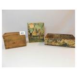 Food Wood Box, Candy Tins (3)