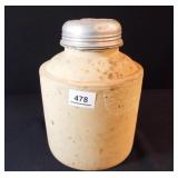 Pottery Crock with Tin Lid 10"