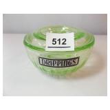 Green Glass Drippings Bowl with Lid