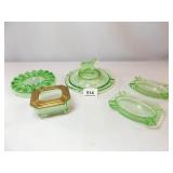 Green Glass Ash Trays (5)