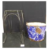 Enamelware Bucket w/Wooden Handle; Vintage