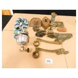 Sad Iron; Shoe Last; Brass Curtain Rod Holders