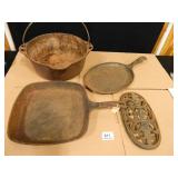 Cast Iron Cookware-(3); Cast Iron Wall Hanging-(1)
