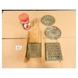 Calumet Metal Baking Can; Wooden Shredder