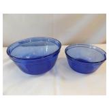 Anchor Hocking Blue Mixing Bowls (2)