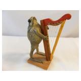 Frog Playing Harp Folk Art