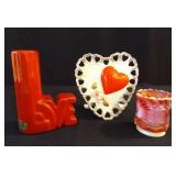 Haeger Vase, Samson Vase, Red Holder
