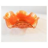 Marigold Ruffle Carnival Glass Bowl