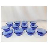 Cobalt Blue Glass Custard Cups (12)
