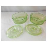 Green Class Refrigerator Bowls with Lids (2)