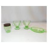 Green Glass Cream & Sugar, Pieces (4)
