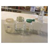 Glass Containers; (4); Jar w/sprayer attachment