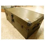Metal Trunk w/tray; Army Green Color