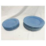 (6) 10" Blue Christmas Plates, (5) 8" Plates
