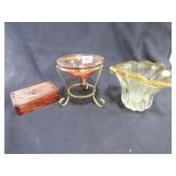 Decorative Glass Box, Bowl w/Stand, Vase